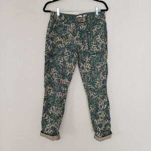 Anthropologie Hei Hei Sylvan Green Floral Camouflage Stretch Cargo Pants Size 29